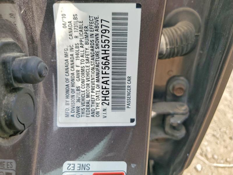 2HGFA1F56AH557977 2010 HONDA CIVIC photo no. 12