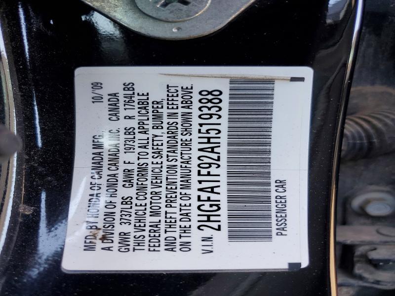 2HGFA1F92AH519388 2010 HONDA CIVIC photo no. 12