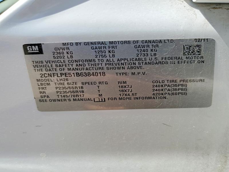 2CNFLPE51B6384018 2011 CHEVROLET EQUINOX photo no. 12