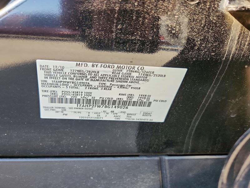 1FAHP2FW7BG149026 2011 FORD TAURUS photo no. 12