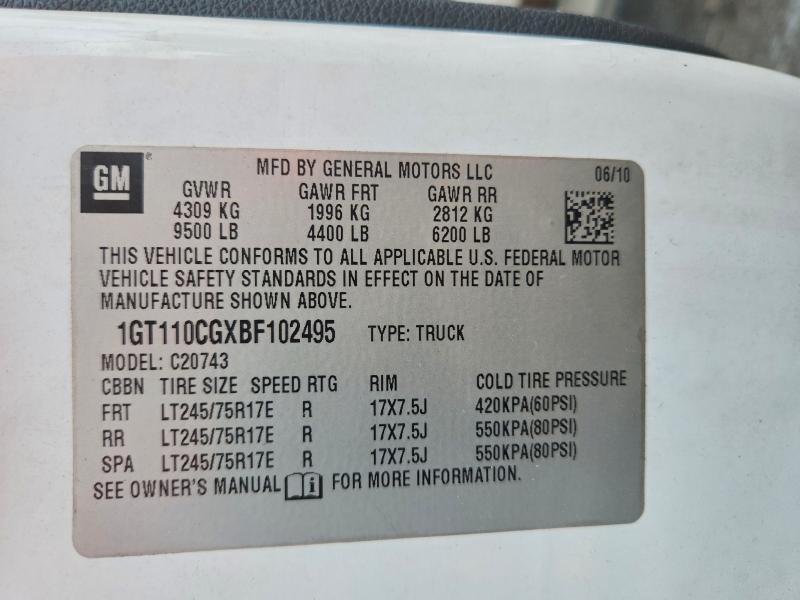 1GT110CGXBF102495 2011 GMC SIERRA photo no. 12