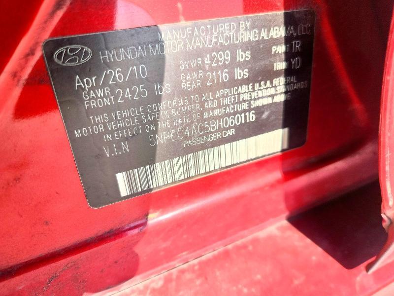 5NPEC4AC5BH060116 2011 HYUNDAI SONATA photo no. 12