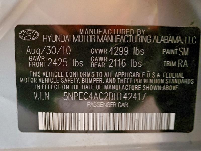 5NPEC4AC2BH142417 2011 HYUNDAI SONATA photo no. 12