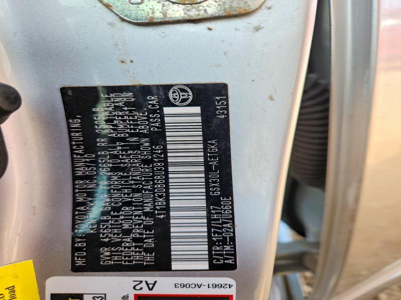 4T1BK3DB6BU381246 2011 TOYOTA AVALON photo no. 12
