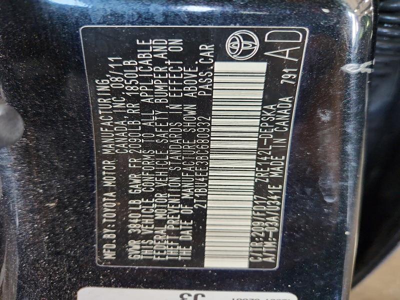 2T1BU4EE3BC680932 2011 TOYOTA COROLLA photo no. 12