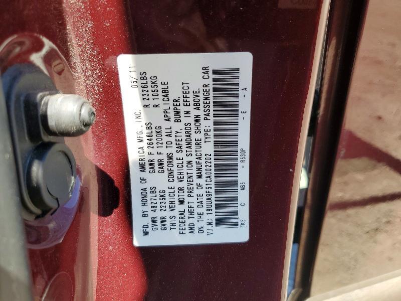 19UUA9F51CA002202 2012 ACURA TL photo no. 12