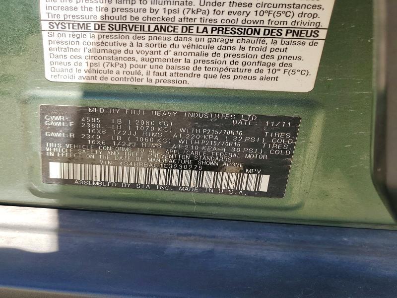 4S4BRBAC1C3230275 2012 SUBARU OUTBACK photo no. 12