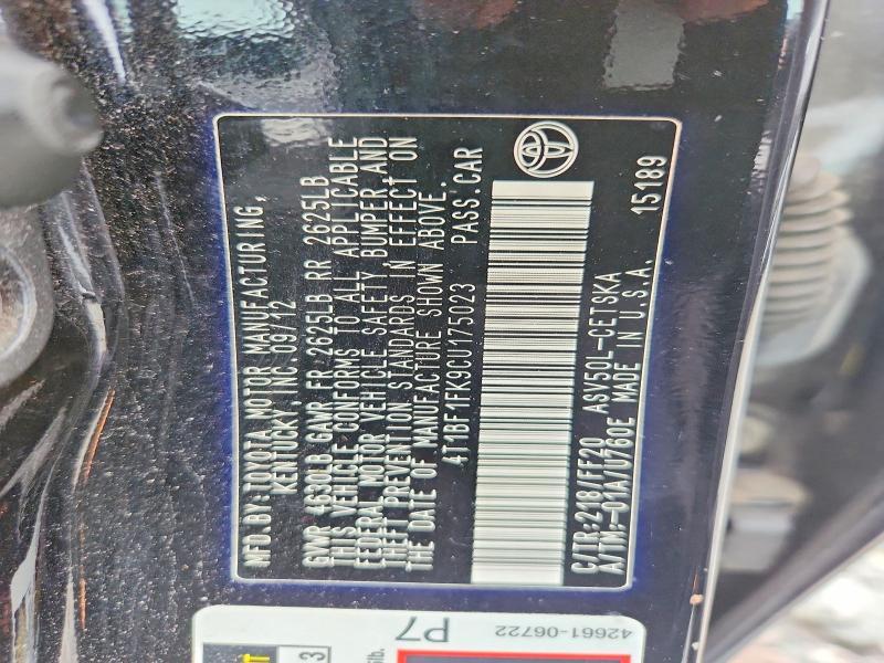 4T1BF1FK9CU175023 2012 TOYOTA CAMRY photo no. 12