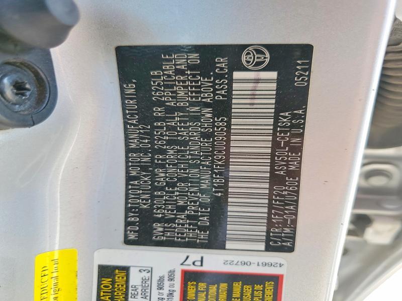 2012 TOYOTA CAMRY SE — Фото 12 из 12