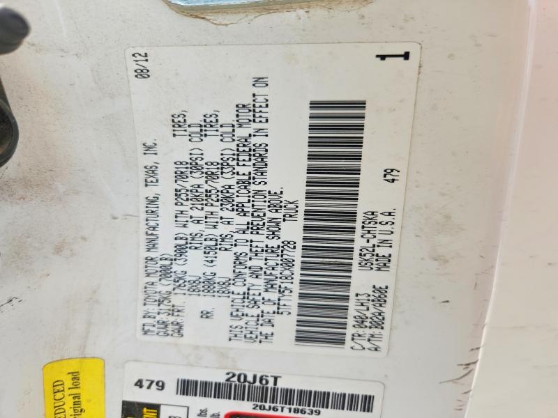 5TFTY5F18CX007728 2012 TOYOTA TUNDRA photo no. 12