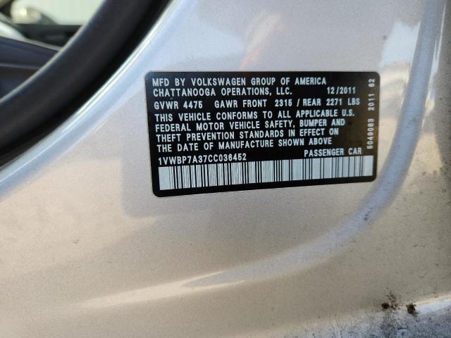 1VWBP7A37CC036452 2012 VOLKSWAGEN PASSAT photo no. 12