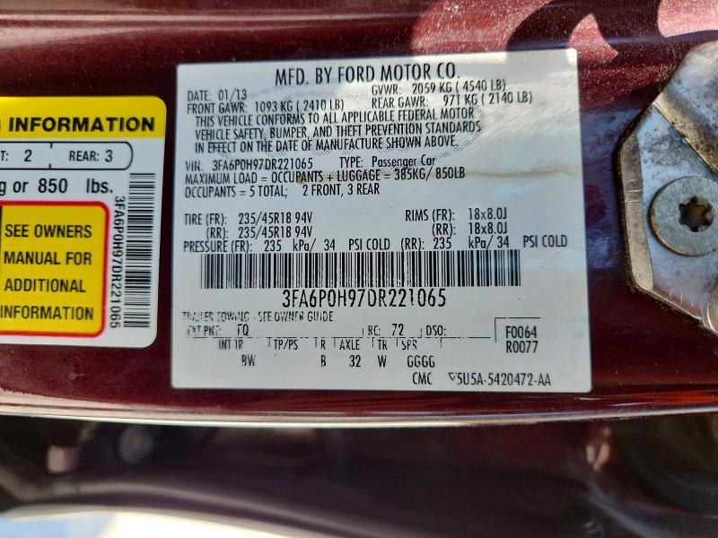 2013 FORD FUSION SE — Фото 12 из 12