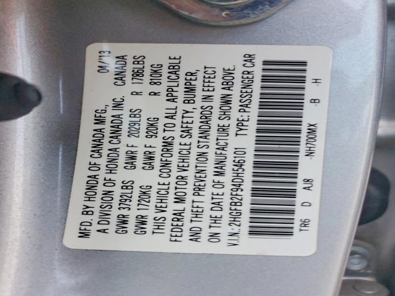 2HGFB2F94DH546101 2013 HONDA CIVIC photo no. 12