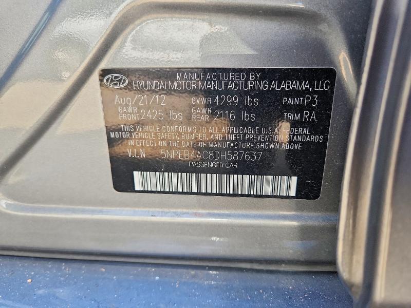 5NPEB4AC8DH587637 2013 HYUNDAI SONATA photo no. 12