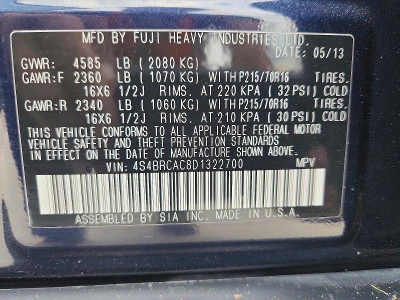 2013 SUBARU OUTBACK 2.5I — Фото 12 из 12