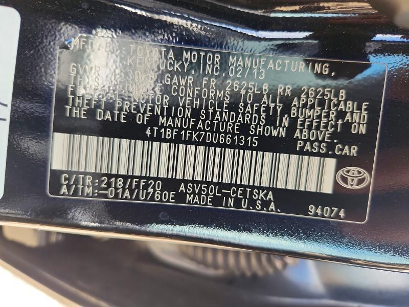 2013 TOYOTA CAMRY SE — Фото 12 из 12