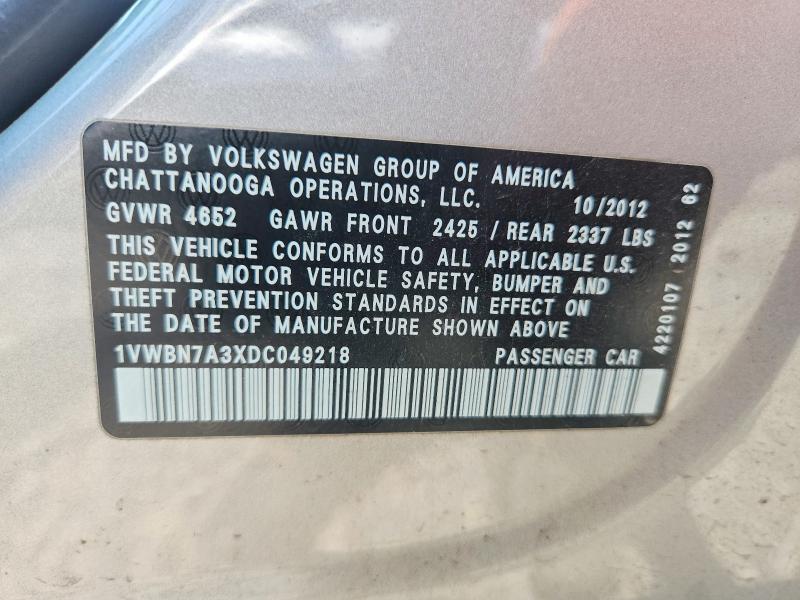 2013 VOLKSWAGEN PASSAT SE — Фото 12 из 12