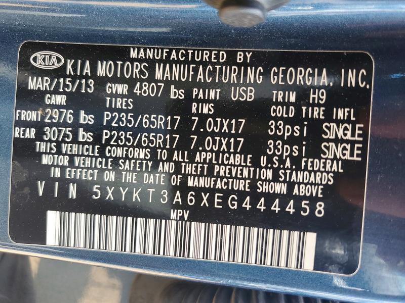 5XYKT3A6XEG444458 2014 KIA SORENTO photo no. 12