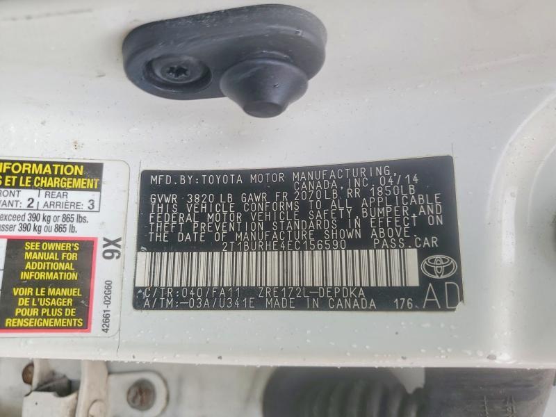 2T1BURHE4EC156590 2014 TOYOTA COROLLA photo no. 12