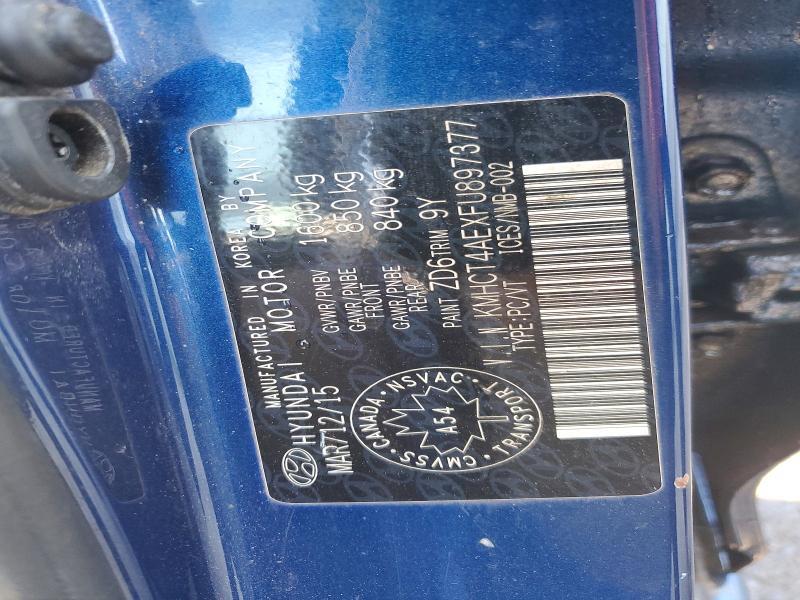 KMHCT4AEXFU897377 2015 HYUNDAI ACCENT photo no. 12