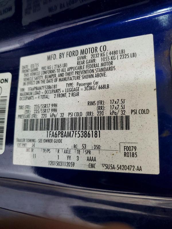 1FA6P8AM7F5386181 2015 FORD MUSTANG photo no. 12