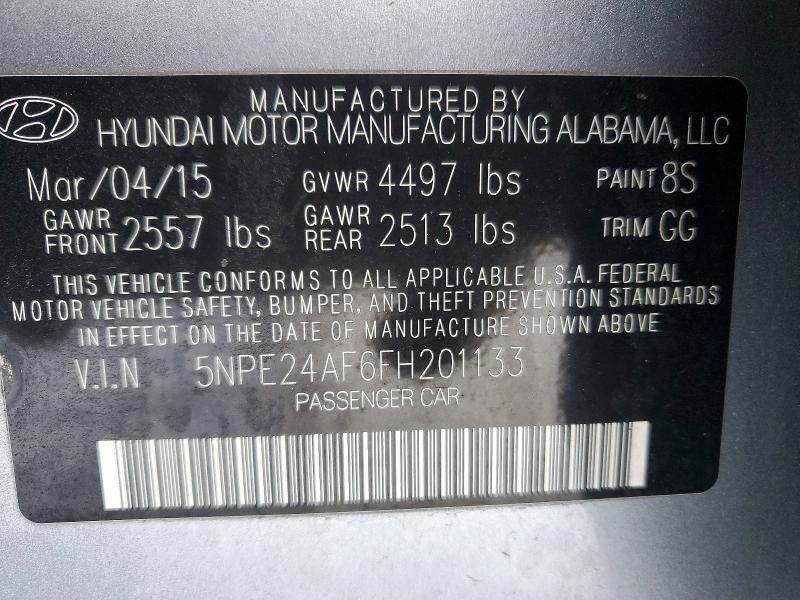 5NPE24AF6FH201133 2015 HYUNDAI SONATA photo no. 12