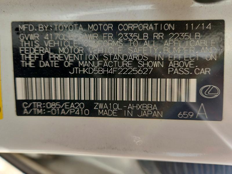 JTHKD5BH4F2225627 2015 LEXUS CT photo no. 12