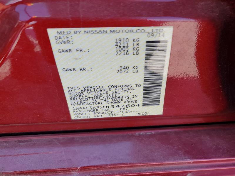 2015 NISSAN ALTIMA 2.5 S — Фото 12 из 12