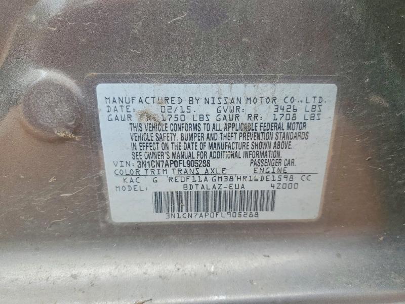 3N1CN7AP0FL905288 2015 NISSAN VERSA photo no. 12