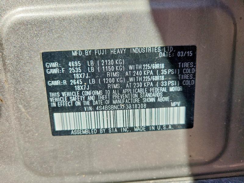 2015 SUBARU OUTBACK 2.5I LIMITED — Фото 12 из 12