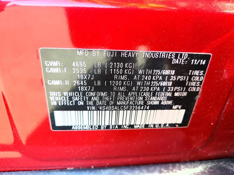 2015 SUBARU OUTBACK 2.5I LIMITED — Фото 13 из 13