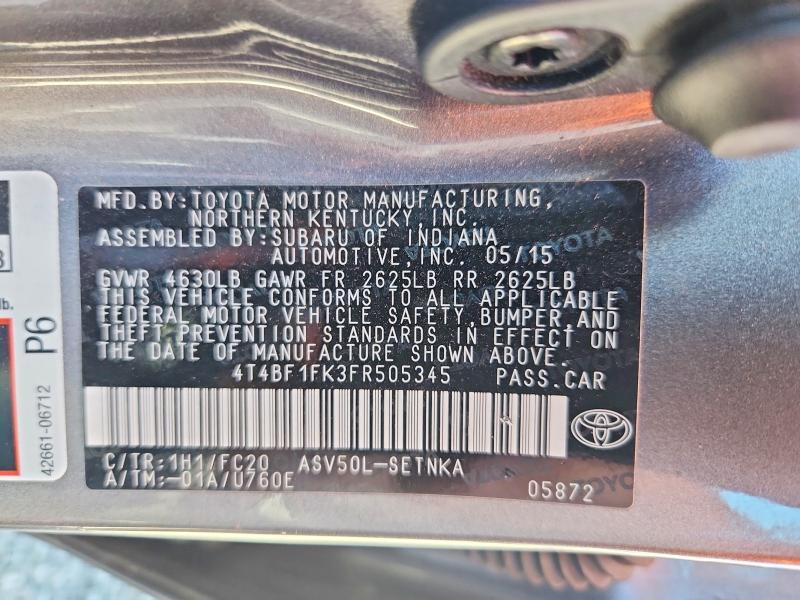 2015 TOYOTA CAMRY LE — Фото 13 из 13