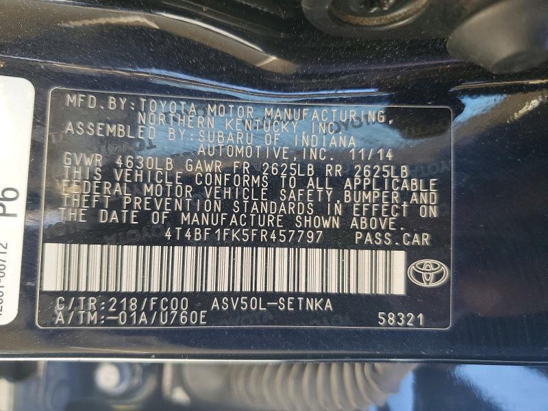2015 TOYOTA CAMRY LE — Фото 13 из 13