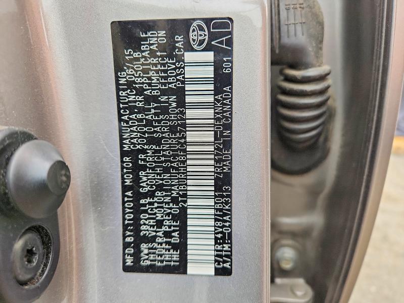 2T1BURHE8FC457123 2015 TOYOTA COROLLA photo no. 12