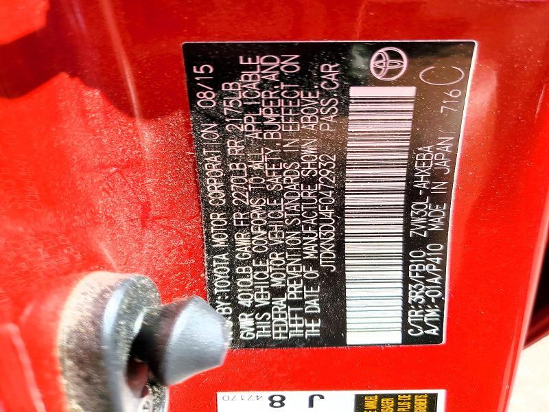 2015 TOYOTA PRIUS TWO — Фото 13 из 13