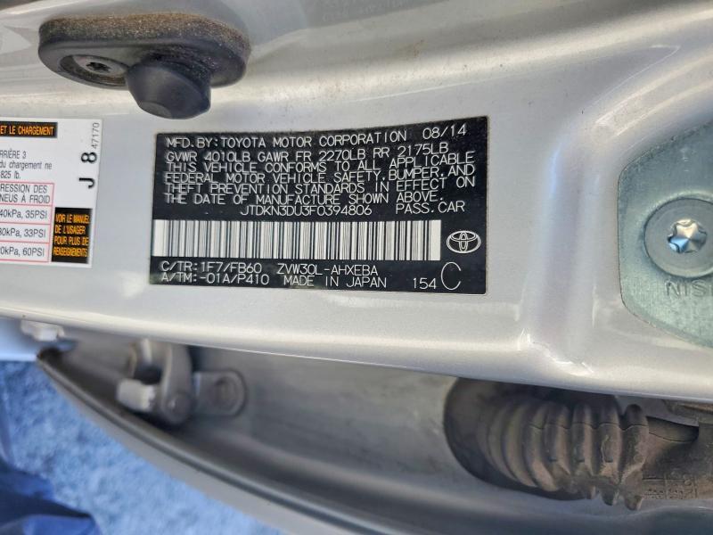 JTDKN3DU3F0394806 2015 TOYOTA PRIUS photo no. 12
