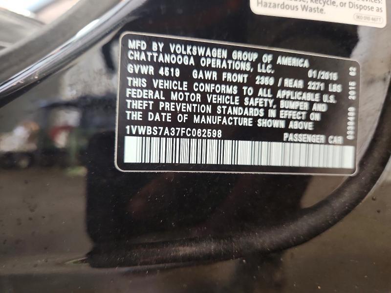 1VWBS7A37FC062598 2015 VOLKSWAGEN PASSAT photo no. 12