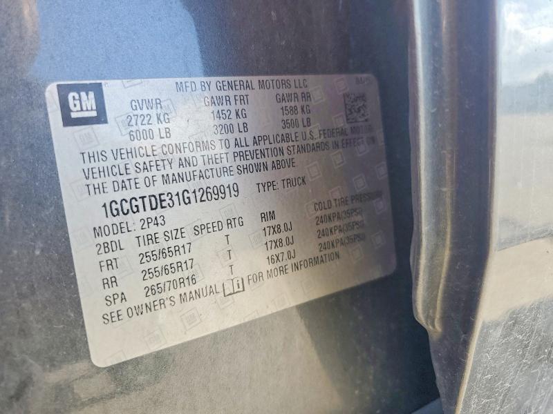 1GCGTDE31G1269919 2016 CHEVROLET COLORADO photo no. 12