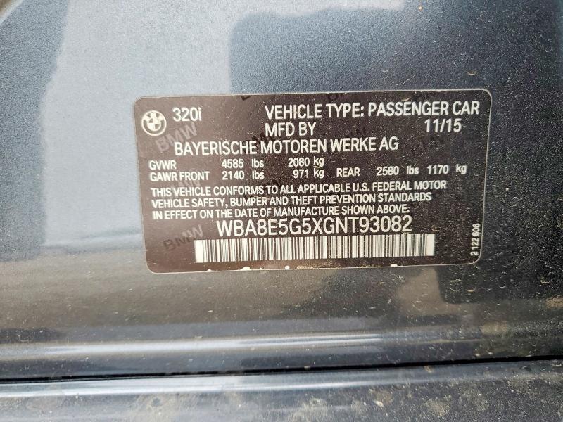 WBA8E5G5XGNT93082 2016 BMW 320 photo no. 12