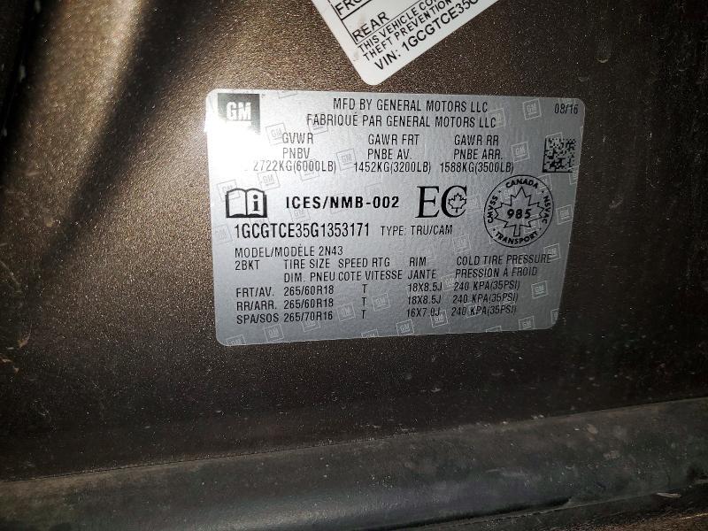 1GCGTCE35G1353171 2016 CHEVROLET COLORADO photo no. 12