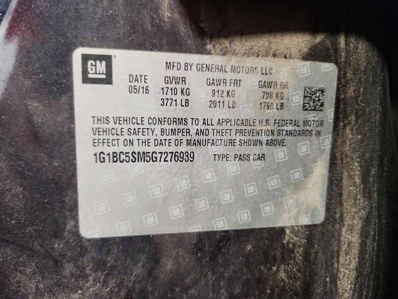 1G1BC5SM5G7276939 2016 CHEVROLET CRUZE photo no. 12