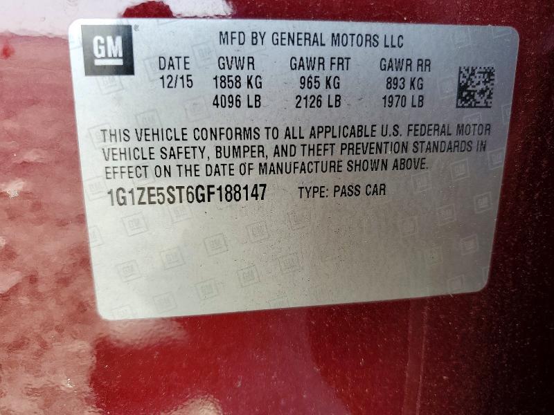 2016 CHEVROLET MALIBU LT — Фото 12 из 12