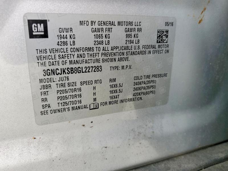 3GNCJKSB8GL227283 2016 CHEVROLET TRAX photo no. 12