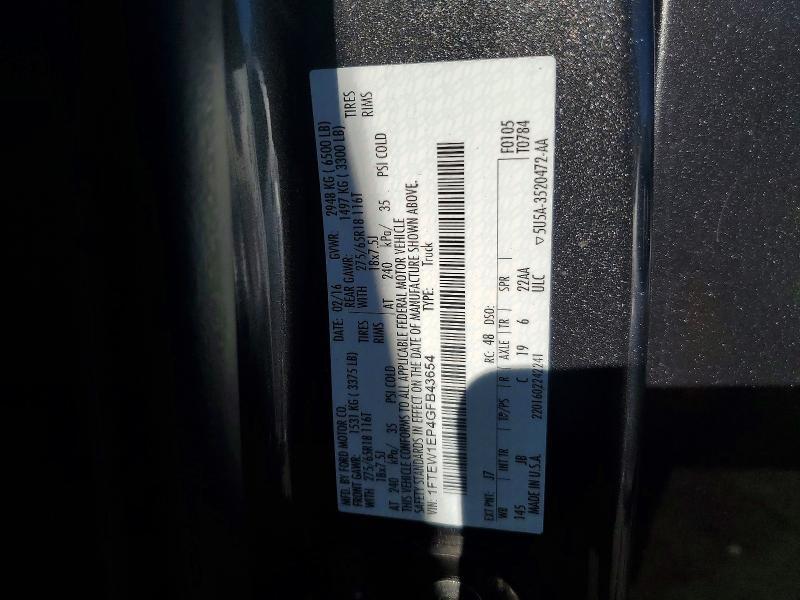 1FTEW1EP4GFB43654 2016 FORD F150 photo no. 12