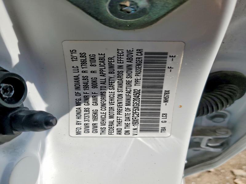 19XFC2F5XGE204502 2016 HONDA CIVIC photo no. 12