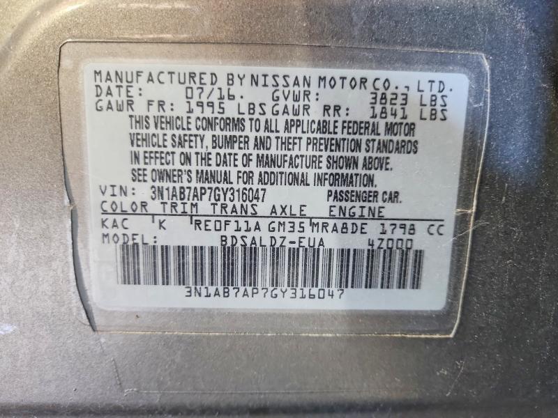 2016 NISSAN SENTRA SV — Фото 13 из 13