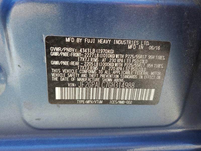 2016 SUBARU CROSSTREK LIMITED — Фото 12 из 12