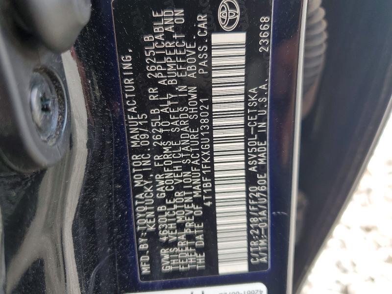 2016 TOYOTA CAMRY SE — Фото 12 из 12