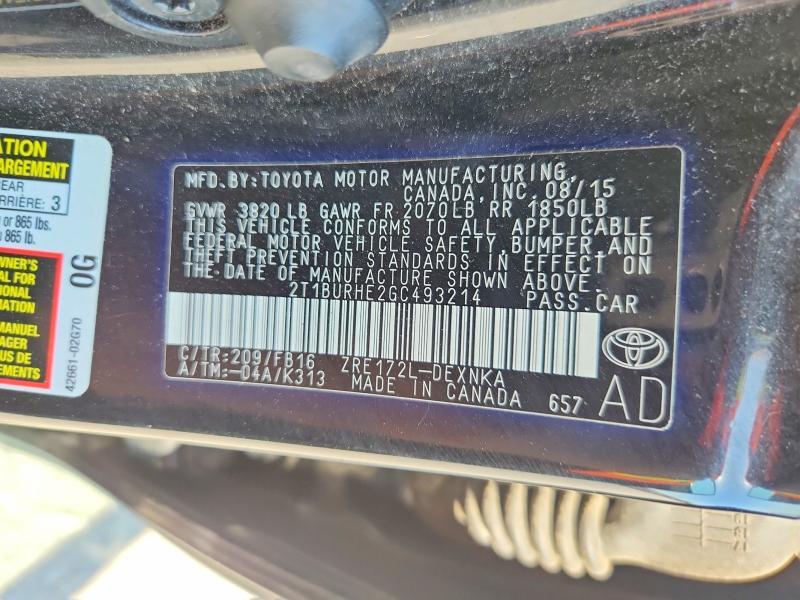 2016 TOYOTA COROLLA LE — Фото 12 из 12