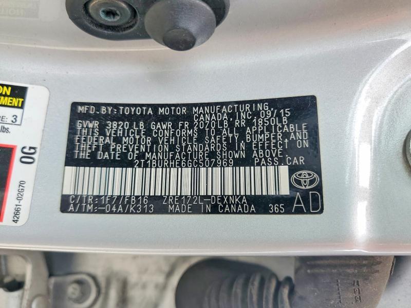 2016 TOYOTA COROLLA LE — Фото 12 из 12